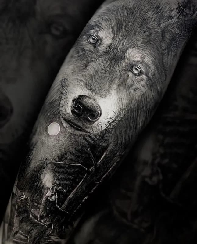 부산타투 서면타투 블랙엔그레이 늑대타투 - 1