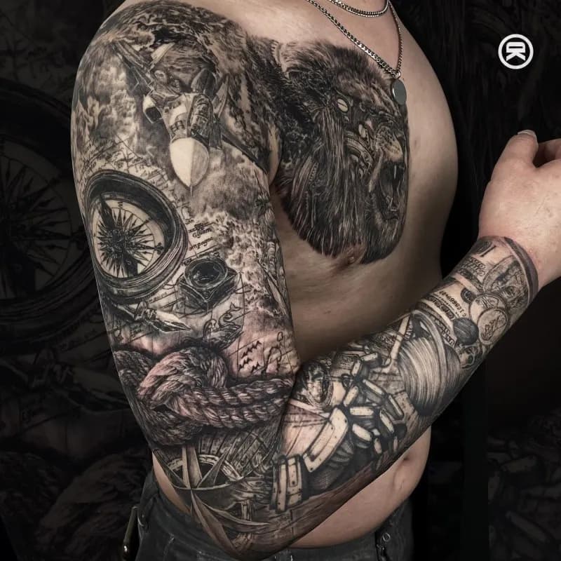 가슴 긴팔 타투 - 1