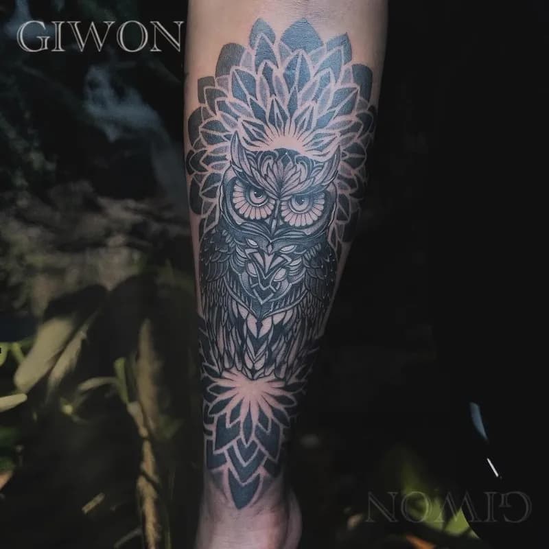 부엉이 타투 만다라타투 창원타투