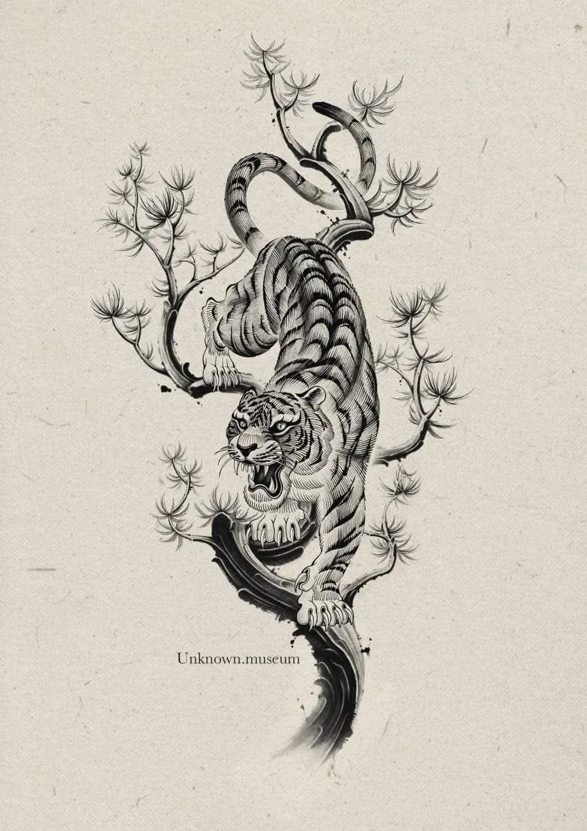 호랑이, 오리엔탈, 동양화
