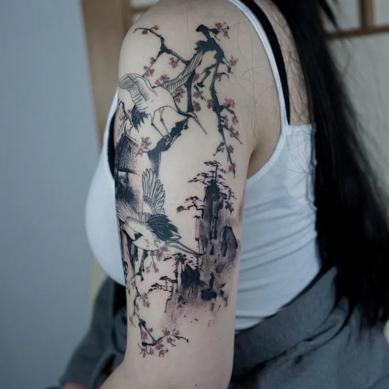 동양화 호랑이,학,풍경,산,매화