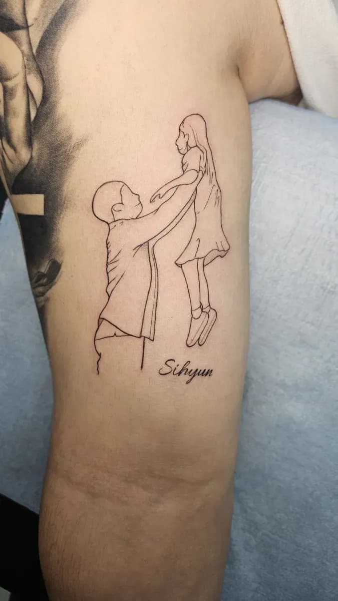 라인 아트 가족 타투 - 1