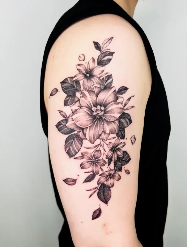 상박도트워크꽃타투