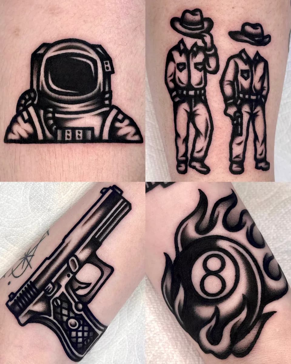 올드스쿨 블랙스쿨 긴팔타투