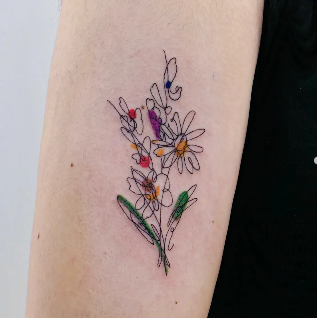 엄마랑 딸이랑 추상화 꽃타투 - 1