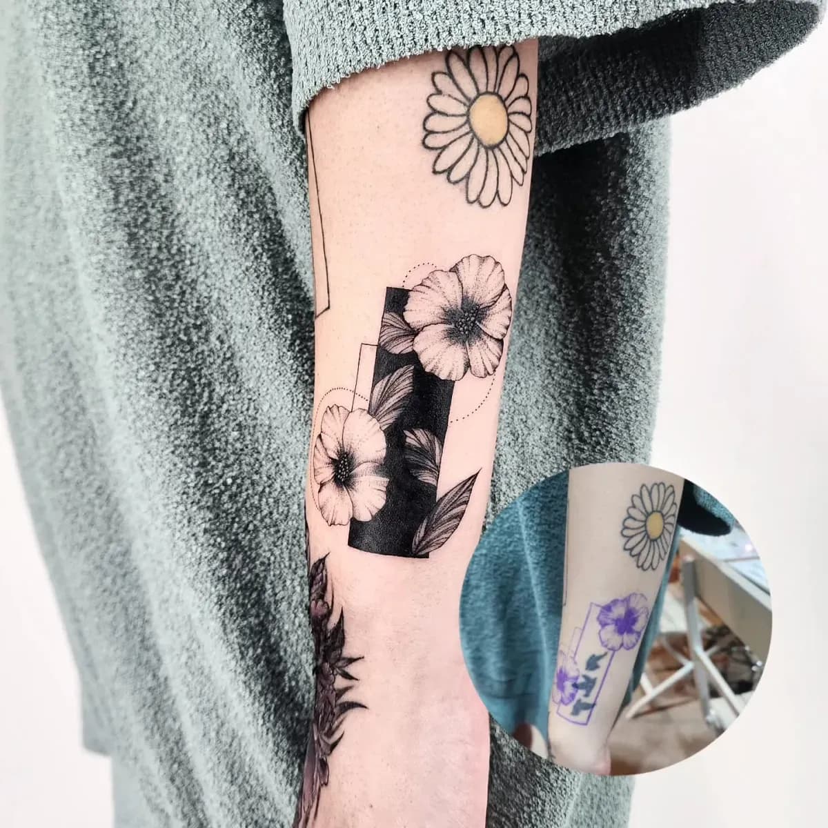 손목 무궁화 커버업타투 - 1