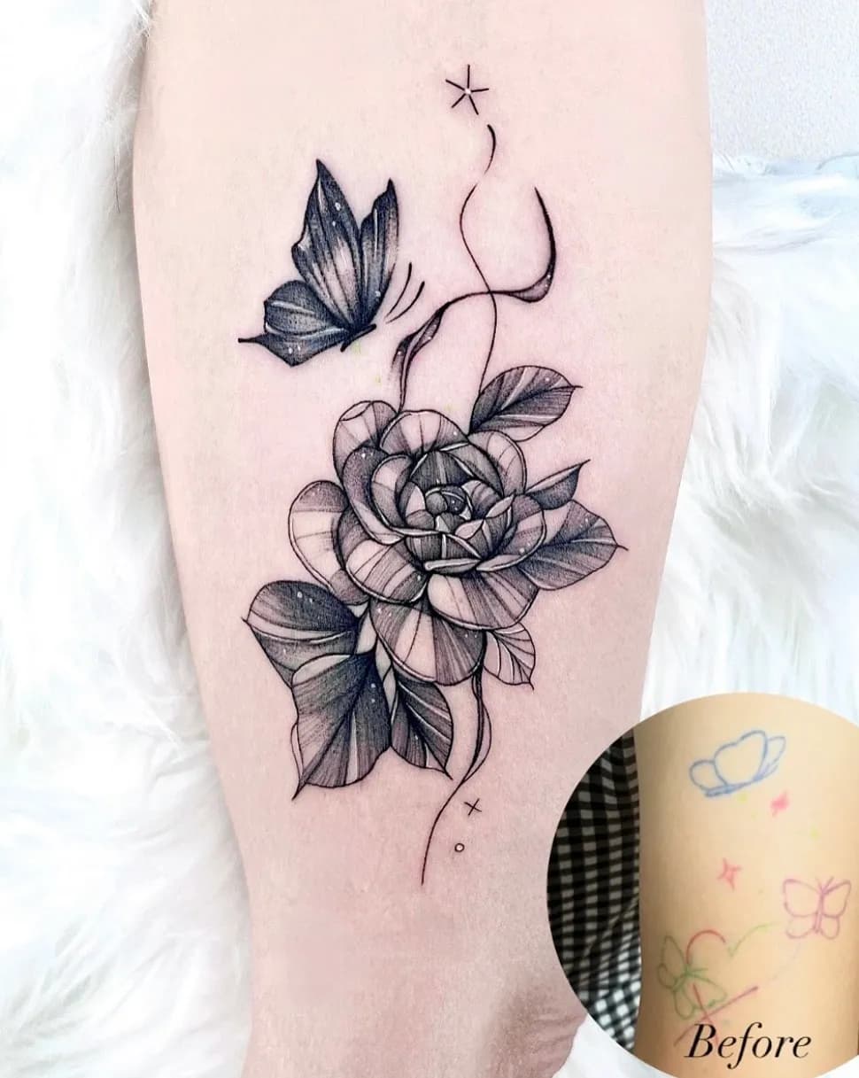 인천타투 주안타투 꽃타투 나비타투