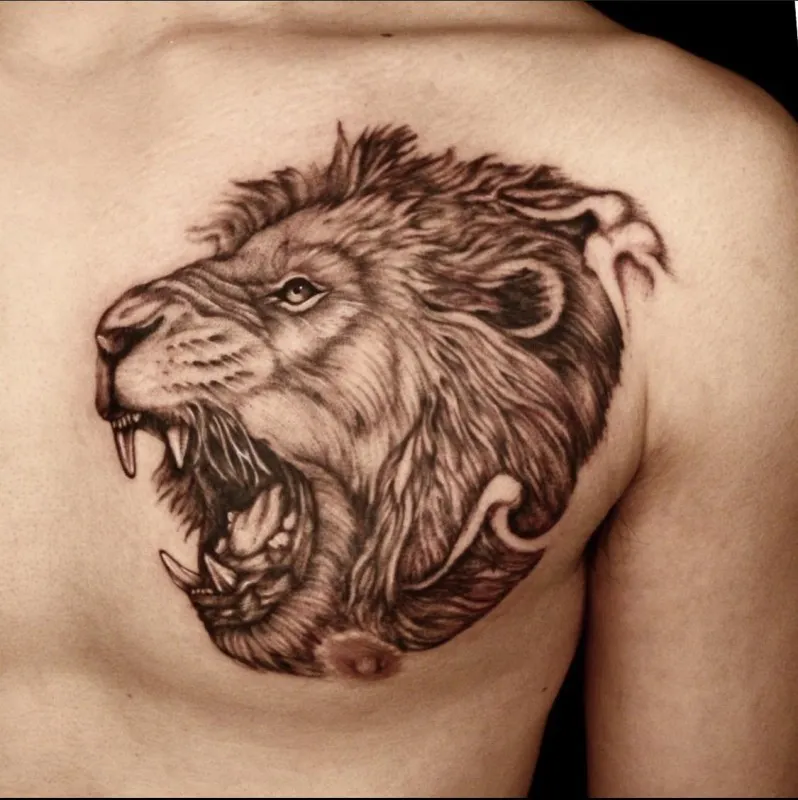 서면타투 사자타투 가슴한판 - 1