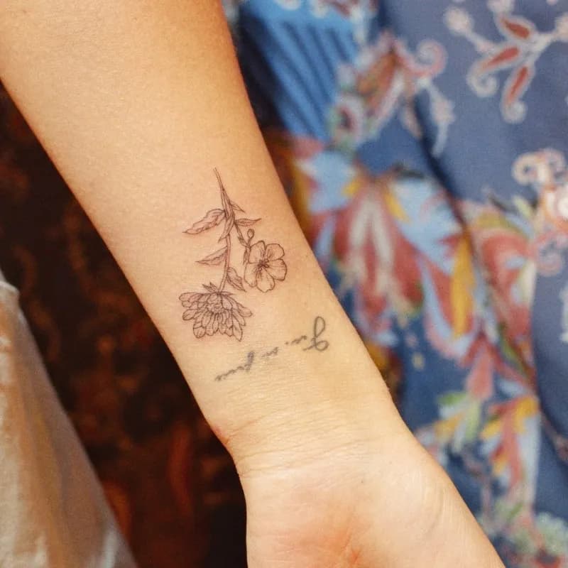 탄생화라인워크 손목타투 tattooist_petal - 1