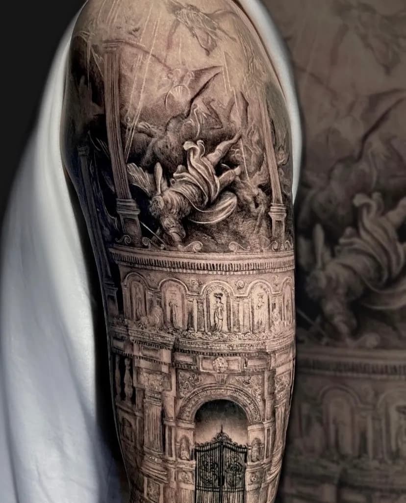 부산타투 서면타투 블랙엔그레이 팔타투 - 1