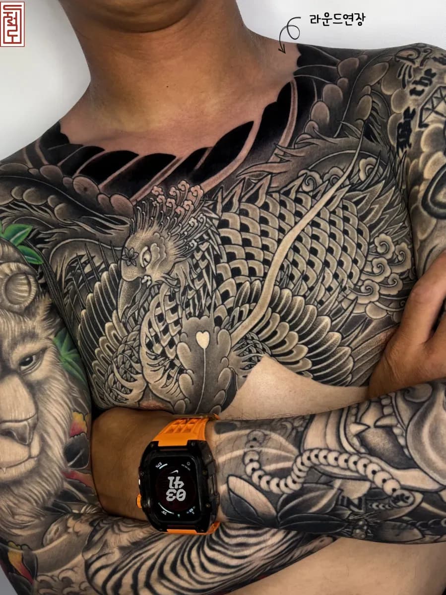 이레즈미 가슴긴팔타투 라운드연장 봉황타투 부천타투 시흥타투 인천타투 제로타투 - 1