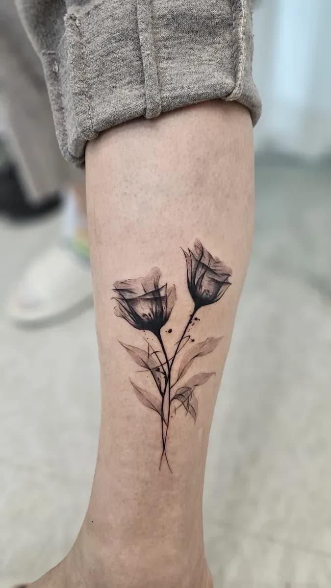 블랙 플라워 타투 - 1