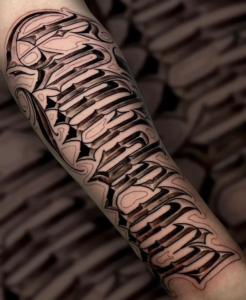 부산타투 서면타투 치카노레터링 팔타투 - 1