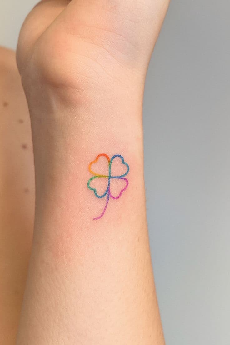 부드러운 라인감으로 표현한 클로버타투입니다