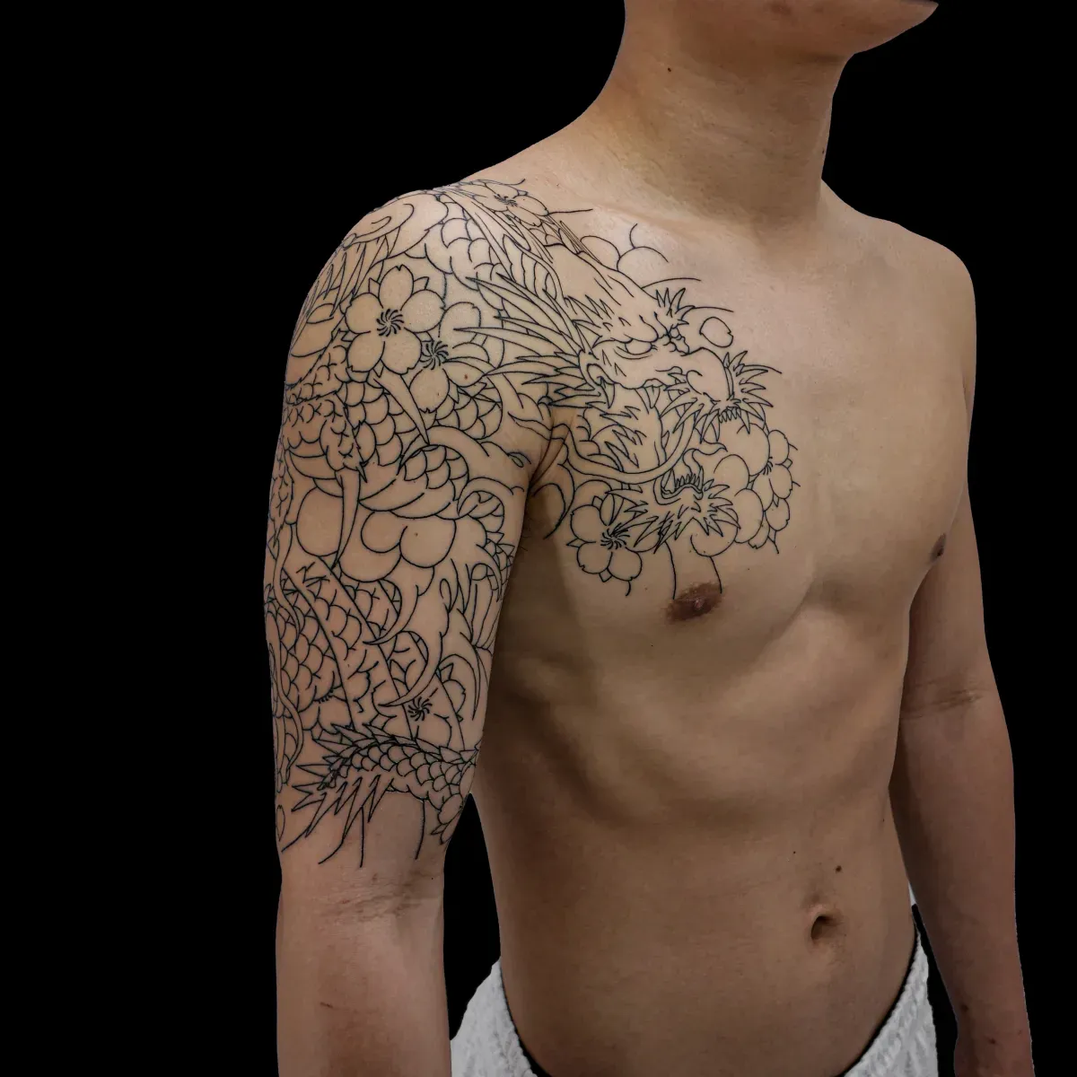 용 사쿠라 가슴반팔 라인 - 1