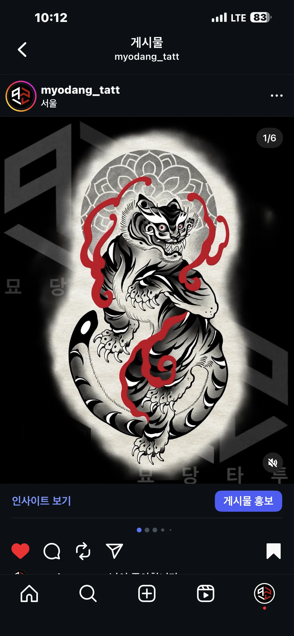 묘당타투 korea 한국 호랑이⚡ - 1