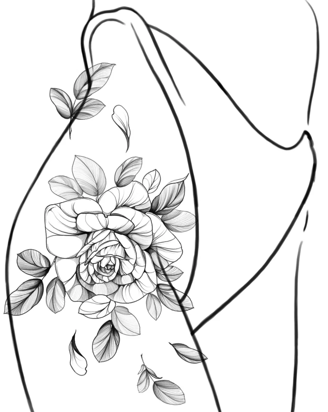 꽃타투, 장미타투, 옆구리타투, 골반타투, 여자타투, 홍대타투, 타투도안, 타투추천 - 1