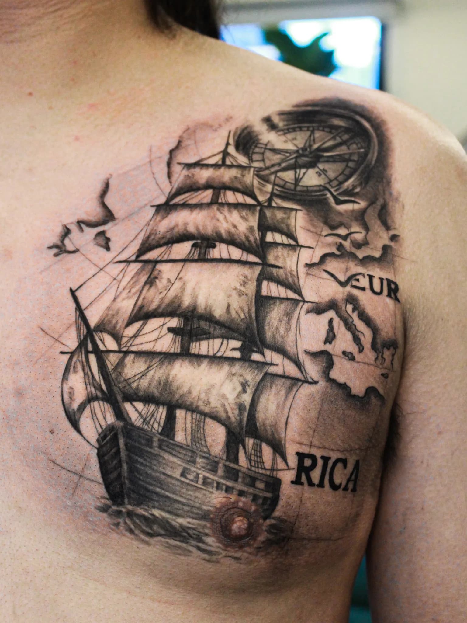 가슴 한쪽 전체 범선